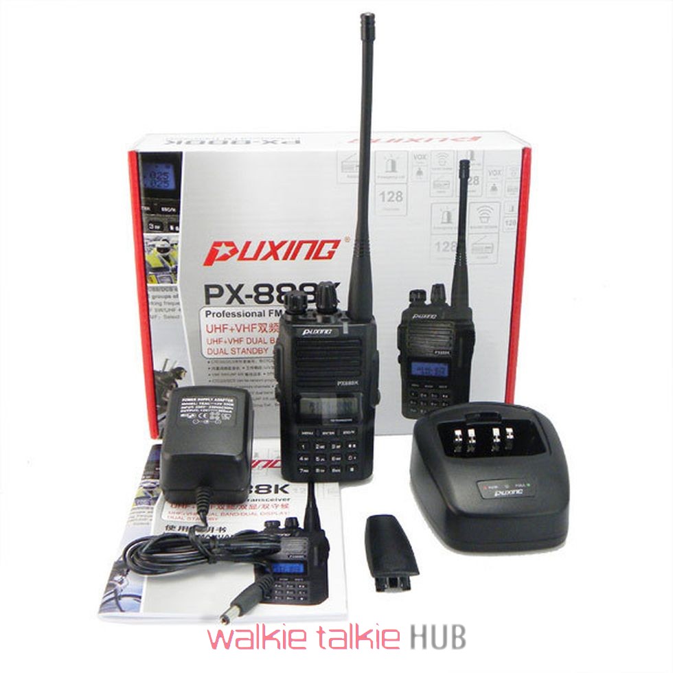 Noir couleur puxing px-888k double bande vhf uhf professionnel