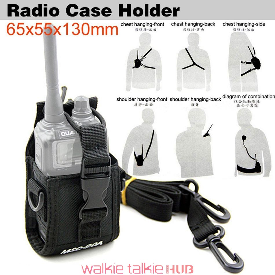 Universal Walkie Talkie Nylon Belt Case Bag with Adjustable Shoulder Strap  Two Way Radio Holder Holster Case MSC-20A for Kenwood/Motorola/ HYT Two-Way