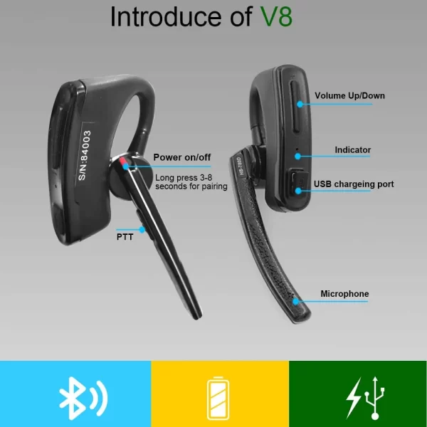 Wireless PTT Earphones Bluetooth Headset For HYT TC-610 TC500 TC700 Motorola GP300 GP308 GP68 GP88 Walkie Talkie Accessories Headset - Image 2