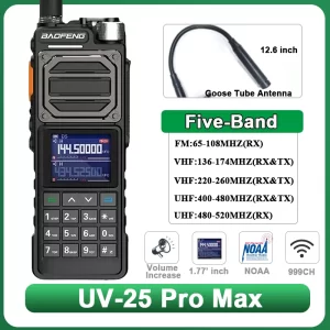 Baofeng UV-25 Pro Max Baofeng Tactical Walkie Talkie 50KM BF-X5 Pro High Capacity Type USB C 220-260mhz FM UV-25L Military Two Way Radio