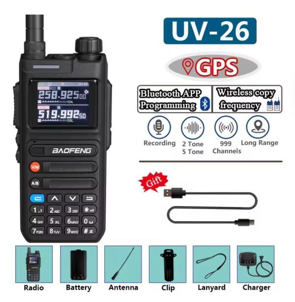 Baofeng UV26 GPS Walkie Talkie Multi Band Phone APP Wireless Programming Recording 10W Type-C AM FM Long Range Ham Two Way Radio - Image 2