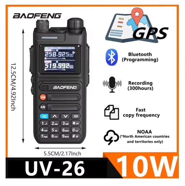 Baofeng UV26 GPS Walkie Talkie Multi Band Phone APP Wireless Programming Recording 10W Type-C AM FM Long Range Ham Two Way Radio