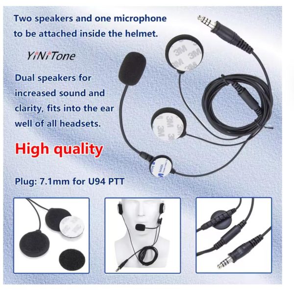 Helmet earphone For Kenwood BAOFENG UV5R Ham Two Way Radio with Boom Mic Civilian Wired 7.1mm Plug NATO Motorcycle Headset
