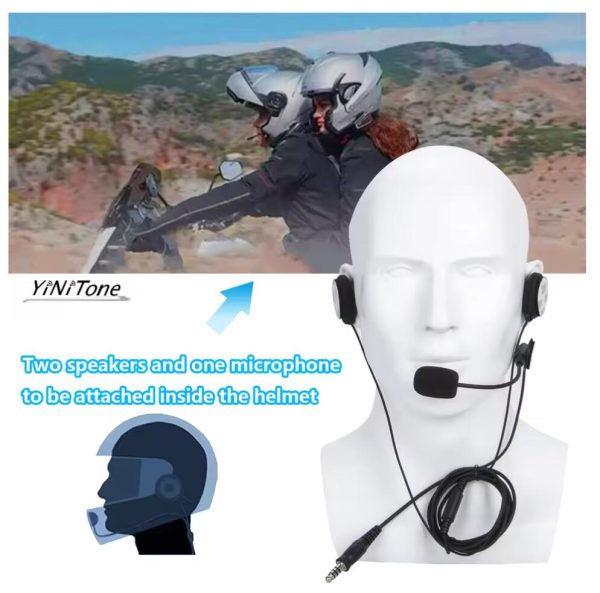Helmet earphone For Kenwood BAOFENG UV5R Ham Two Way Radio with Boom Mic Civilian Wired 7.1mm Plug NATO Motorcycle Headset - Image 5