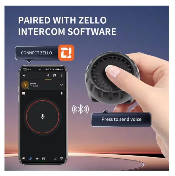 Wireless Bluetooth PTT Walkie Talkie Button with Adjustable Magic Strap for IOS Android Phone Zello Push-to-Talk Button