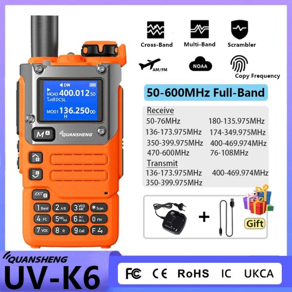 Quansheng K6 Army Green/Yellow UV-K5(8) Full Band Receiving Type C Charge Air Band DTMF Scrambler NOAA Channel - Image 7