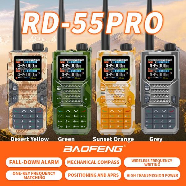 Baofeng RD-55PRO Airband Walkie Talkie Wireless Copy Frequency Type-C NOAA Long Range 640CH Enhanced Ham Two Way Radio