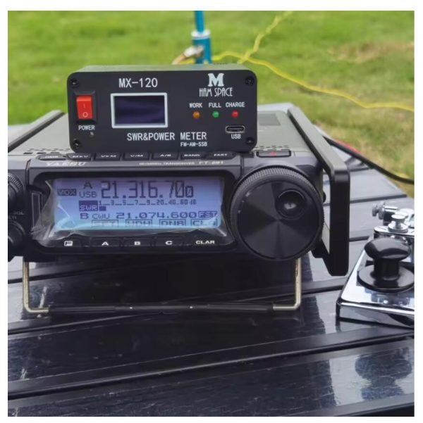 MX-120 1.8-50M 120W SWR & Power Meter FM-AM-SSB Rechargeable SWR Power Watt Meter with OLED Display