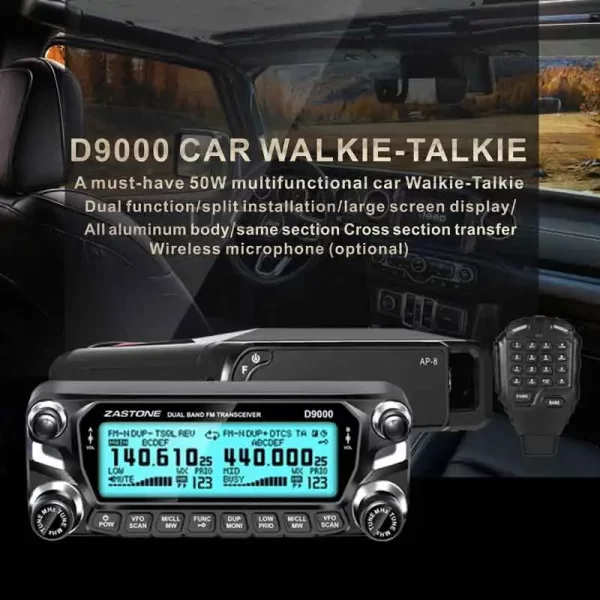 Zastone D9000 Bluetooth Microphone Car Mobile Radio Station 50W UHF/VHF 136-174/400-520MHz Two way radio Ham HF Transceiver - Image 3