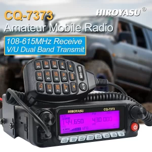 Walkie Talkie HIROYASU CQ-7373 Detachable Front Panel 108-615MHz Eight Bands Rx VU Dual Band Tx 50W 100Ch Air Band Amateur Mobile Transceiver
