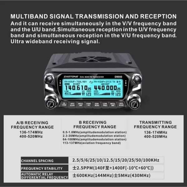 Zastone D9000 Bluetooth Microphone Car Mobile Radio Station 50W UHF/VHF 136-174/400-520MHz Two way radio Ham HF Transceiver - Image 5
