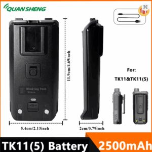 Quansheng TK11(5) Walkie Talkie Replacement Battery Back Clip Set 2500mAh Type-C Charging