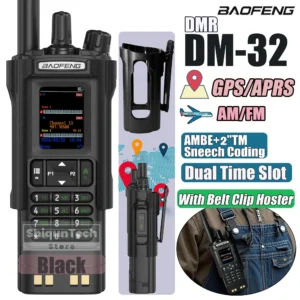 BAOFENG DM-32 DMR Digital Walkie Talkie With Belt Clip Hoster GPS APRS Dual Mode Analog TDMA Dual Time Slot AES256 Two Way Radio