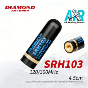Diamond SRH103 Airband Receive Antenna — 120–300 MHz Stubby SMA-P Handheld Whip (4.5 cm)
