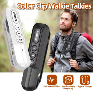 ABBREE AR-W5 Mini Rechargeable Walkie Talkie, UHF 400-480MHz Portable Two Way Radio with Clip and Earphones