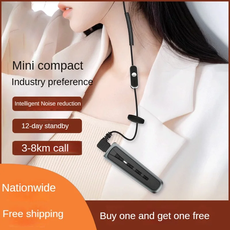 Mini Two-Way Radio with Earpiece – Compact Wireless Walkie Talkie for Restaurant, Hotel, Hair Salon & Beauty Salon Staff