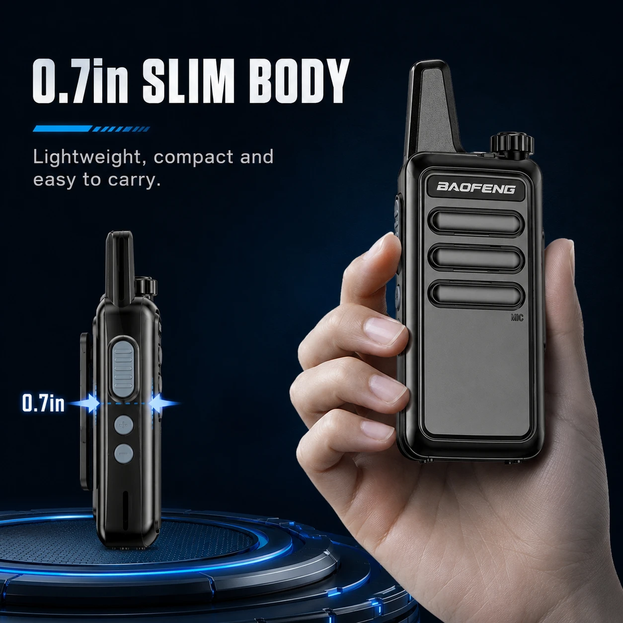 Compact Baofeng BF-R5 Mini Dual Band Walkie Talkie 5W High Power USB Rechargeable Slim Radio for Camping Security - Image 4
