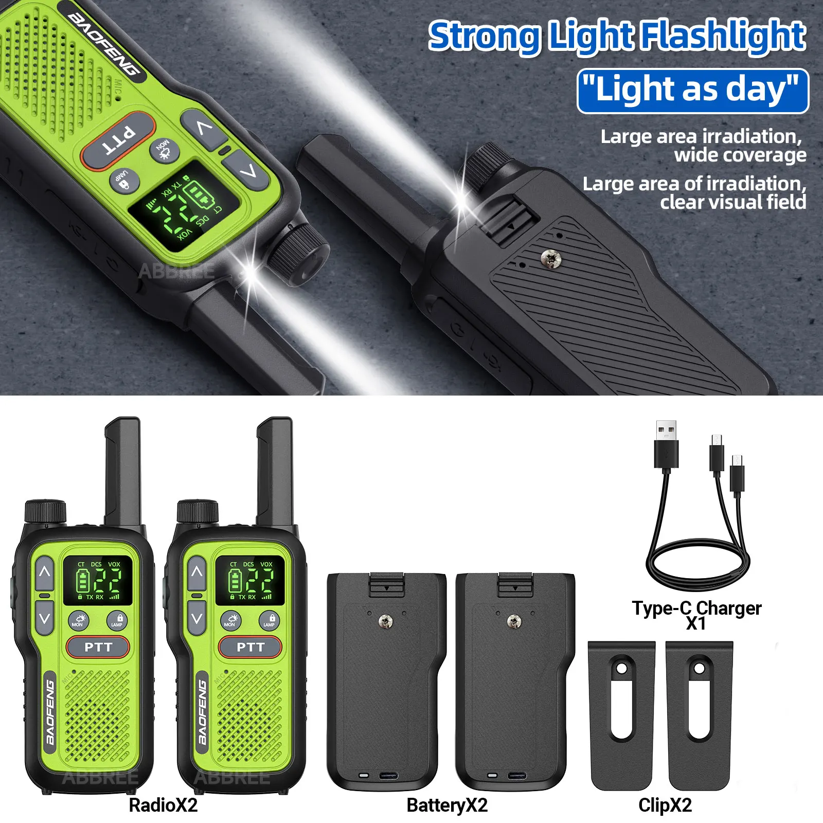 2PCS Baofeng BF-T18 License-Free Portable Walkie Talkie, Type-C Rechargeable Dual PTT Radio for Camping & Skiing - Image 6