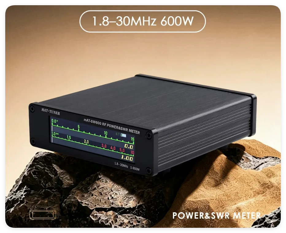 Official MAT-SW600 Digital SWR & Wattmeter 600W 1.8-30MHz HF Shortwave Precision Meter - Free Shipping