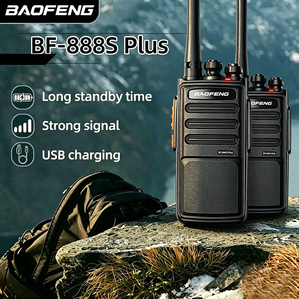 2PCS BAOFENG BF-888S Plus Long Range Walkie Talkies 16CH UHF Two-Way Radio Set for Security, Warehouse & Outdoor